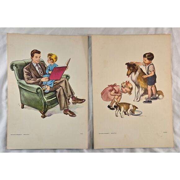 Southern Baptist Church Nursery Pictures Series 1950s 9" x 12" Lot of 6 Lithos - Picture 4 of 7